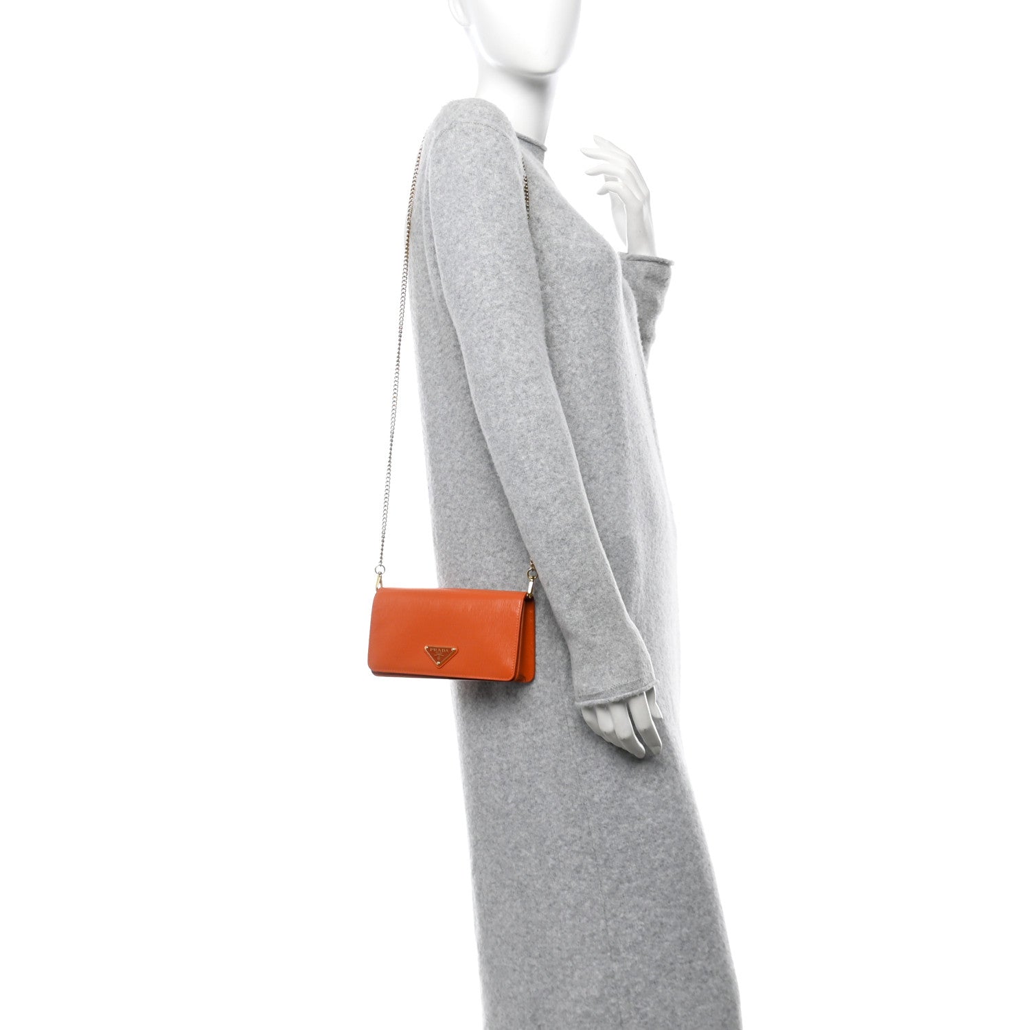 Prada Vitello Move Triangle Logo Miniborse Papaya 2 of 9
