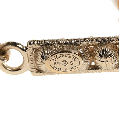 Chanel Crystal Cha-Nel Logo Drop Earrings Gold 4 of 4