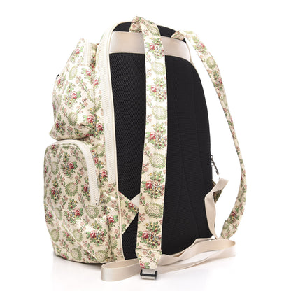 Gucci X MLB Satin Floral Print NY Yankees Patch Backpack Ivory Green 2 of 10
