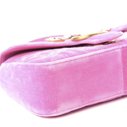 Gucci Velvet Matelasse Marquise Crystals Embroidered Small GG Marmont Shoulder Bag Malva 5 of 9