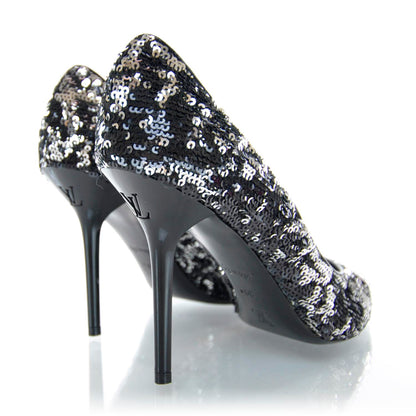 Louis Vuitton Liza Sequin Embroidered Heels 39 Black 3 of 6