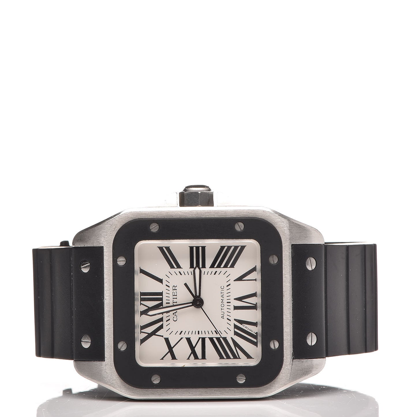 Stainless Steel Rubber 38mm Santos 100 Automatic Watch