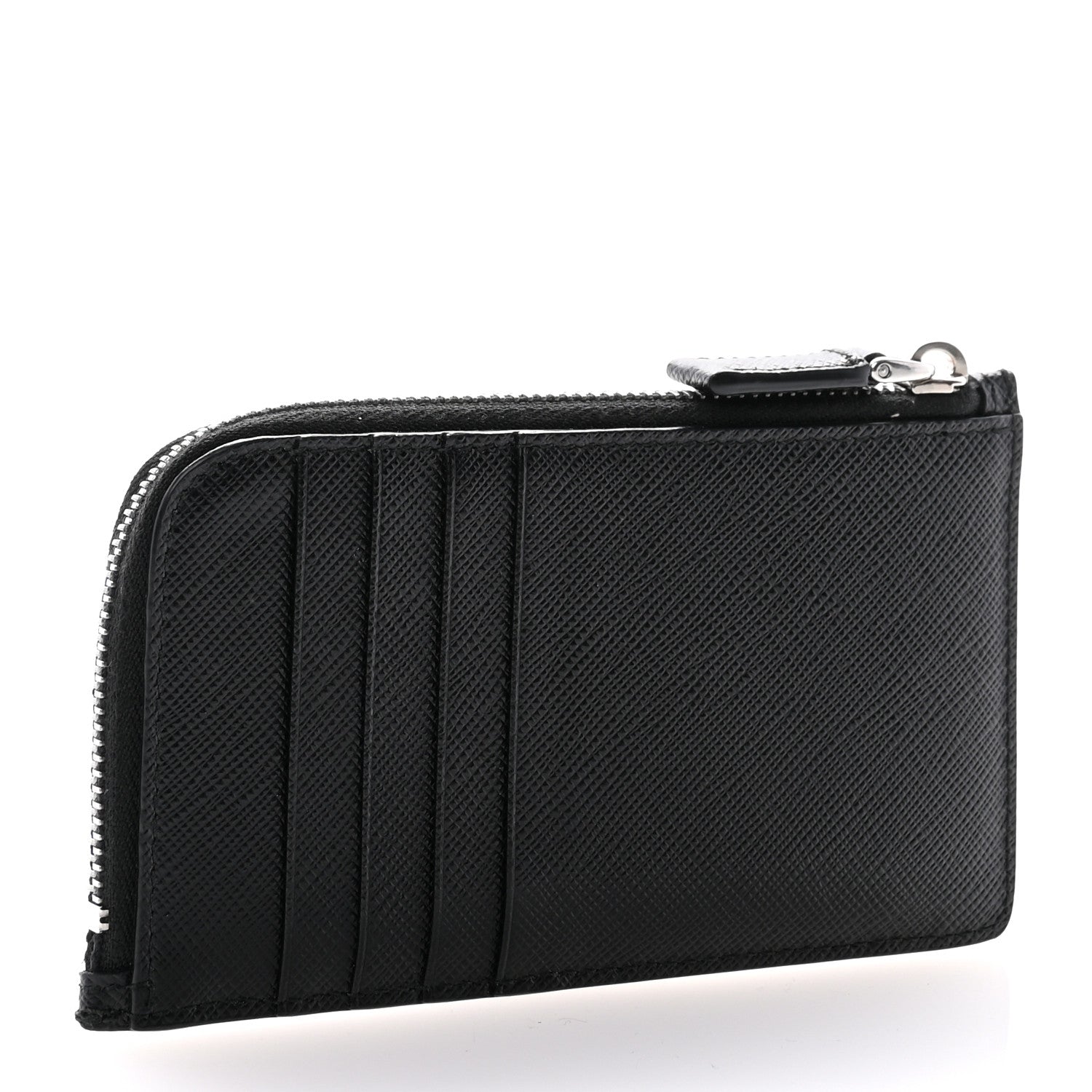 Prada Saffiano Zip Card Holder Black 3 of 8