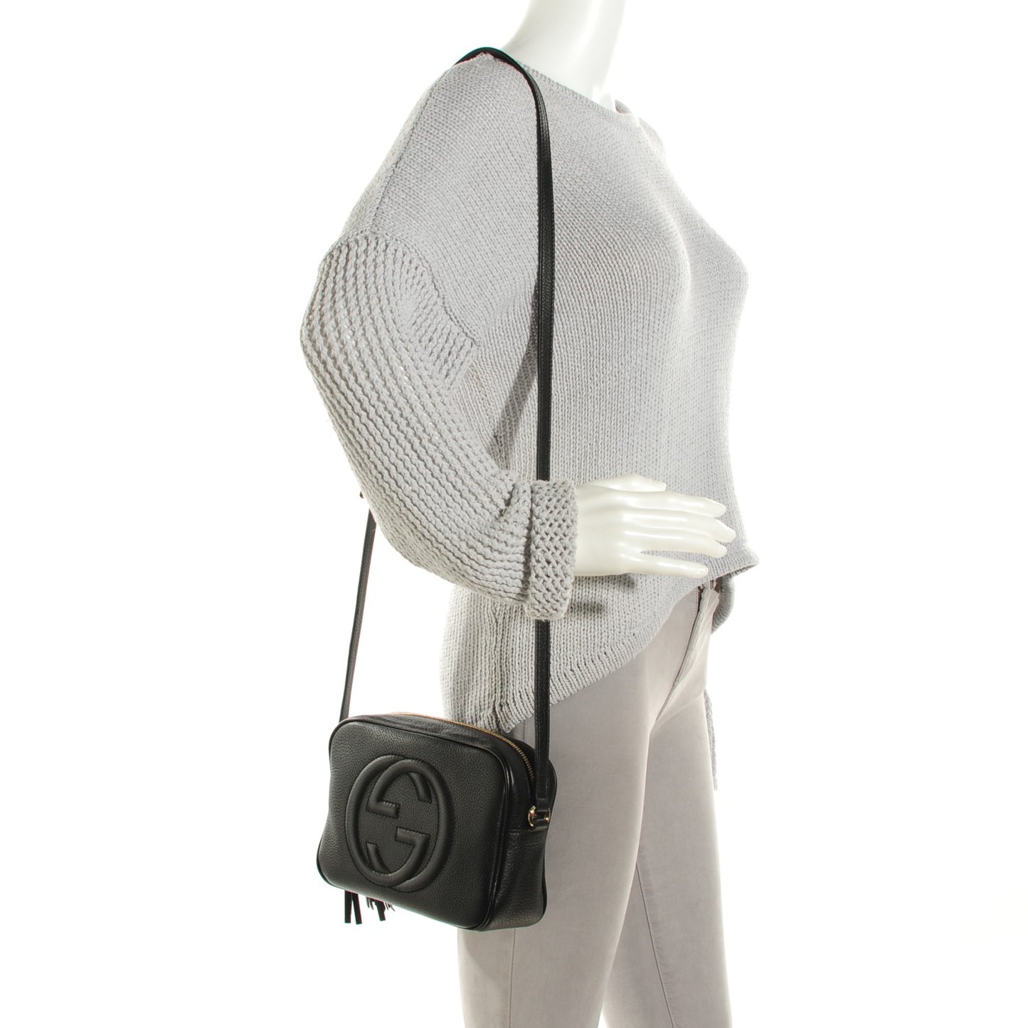 Pebbled Calfskin Small Soho Disco Bag Black