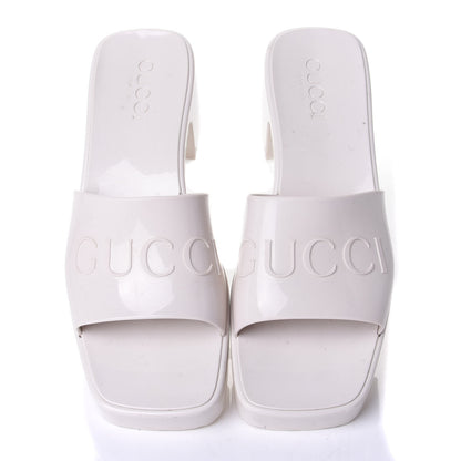 Gucci Rubber Gucci Logo Womens Platform 20/60mm Slide Sandals 37 Mystic White 5 of 11