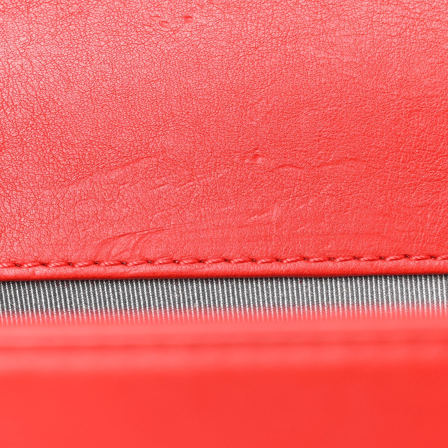 Calfskin Quilted Double Stitch Medium Boy Flap Red