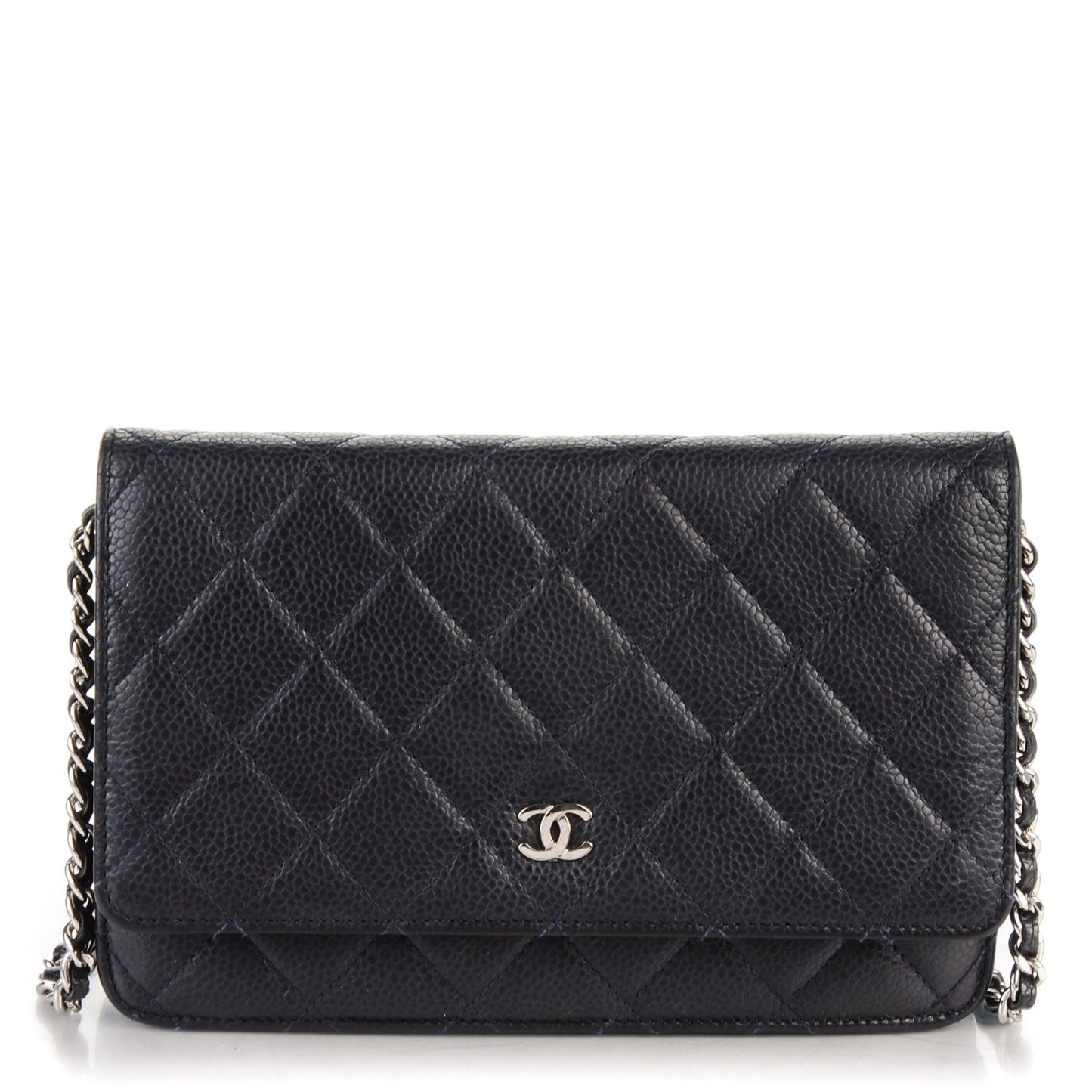 Caviar Quilted Wallet On Chain WOC Navy
