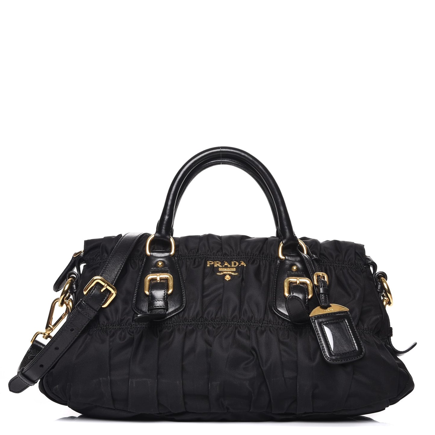 Tessuto Nylon Gaufre Shopping Satchel Black