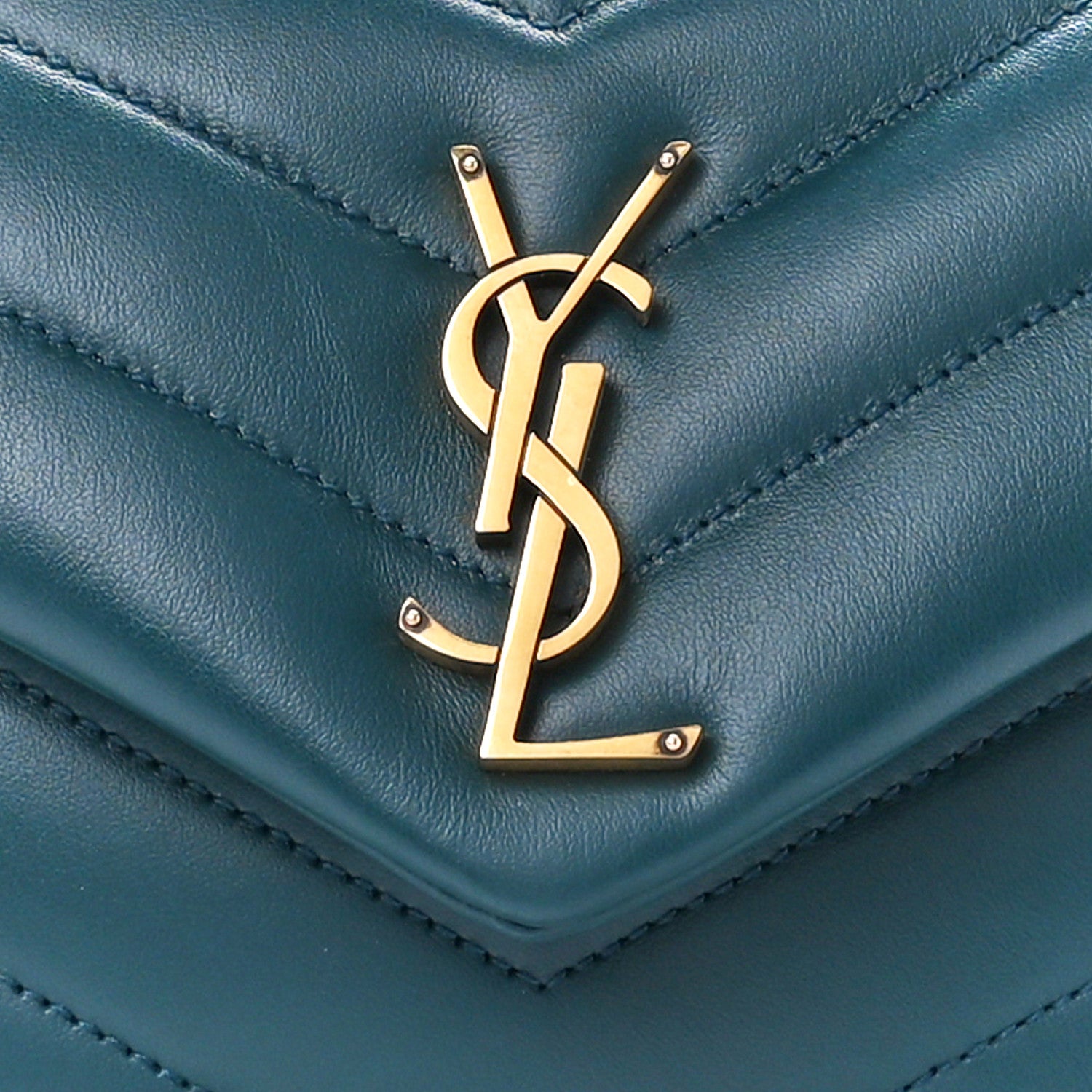 Saint Laurent Calfskin Y Quilted Monogram Small Loulou Chain Satchel Green 9 of 12