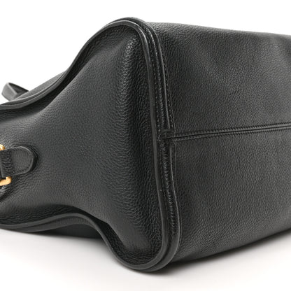 Alexander McQueen Pebbled Calfskin Small Skull Padlock Zip Around Tote Black 9 of 10