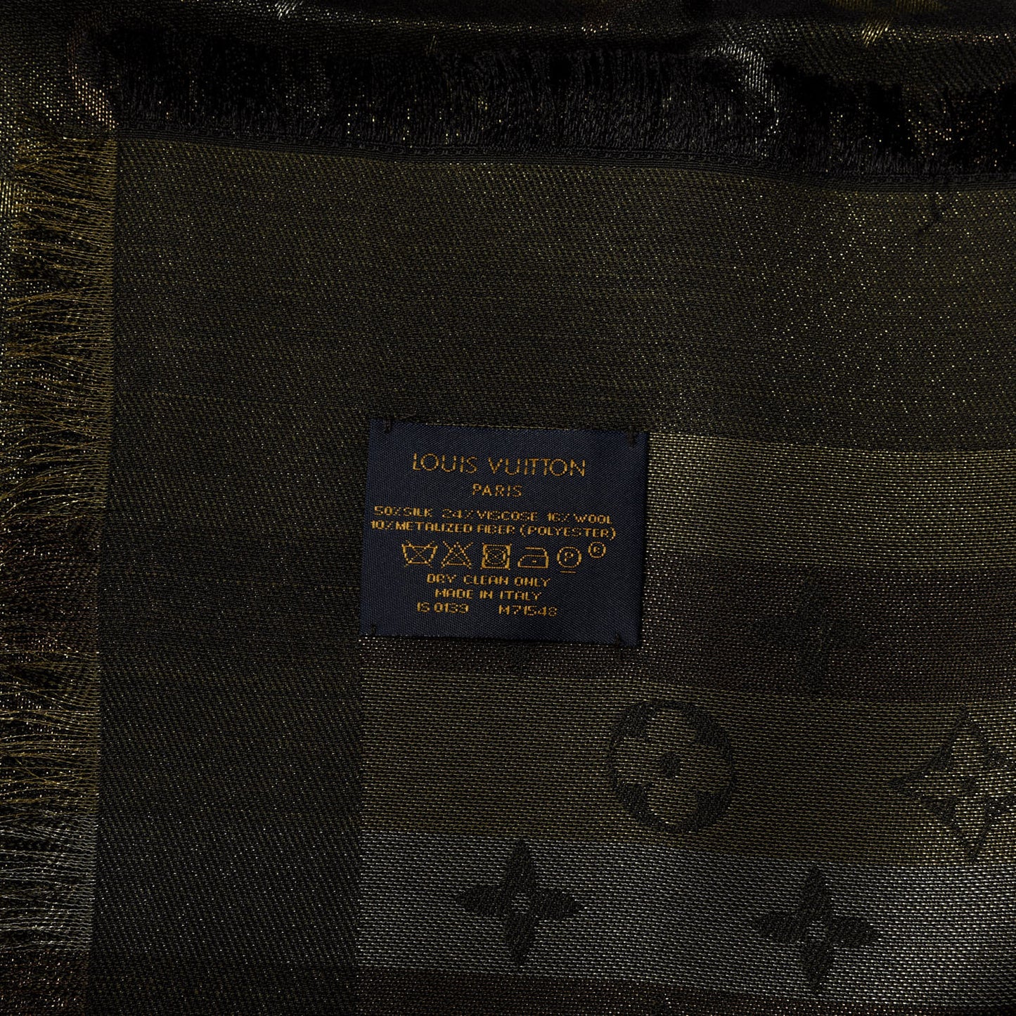 Silk Lurex Wool So Shine Monogram Shawl Black