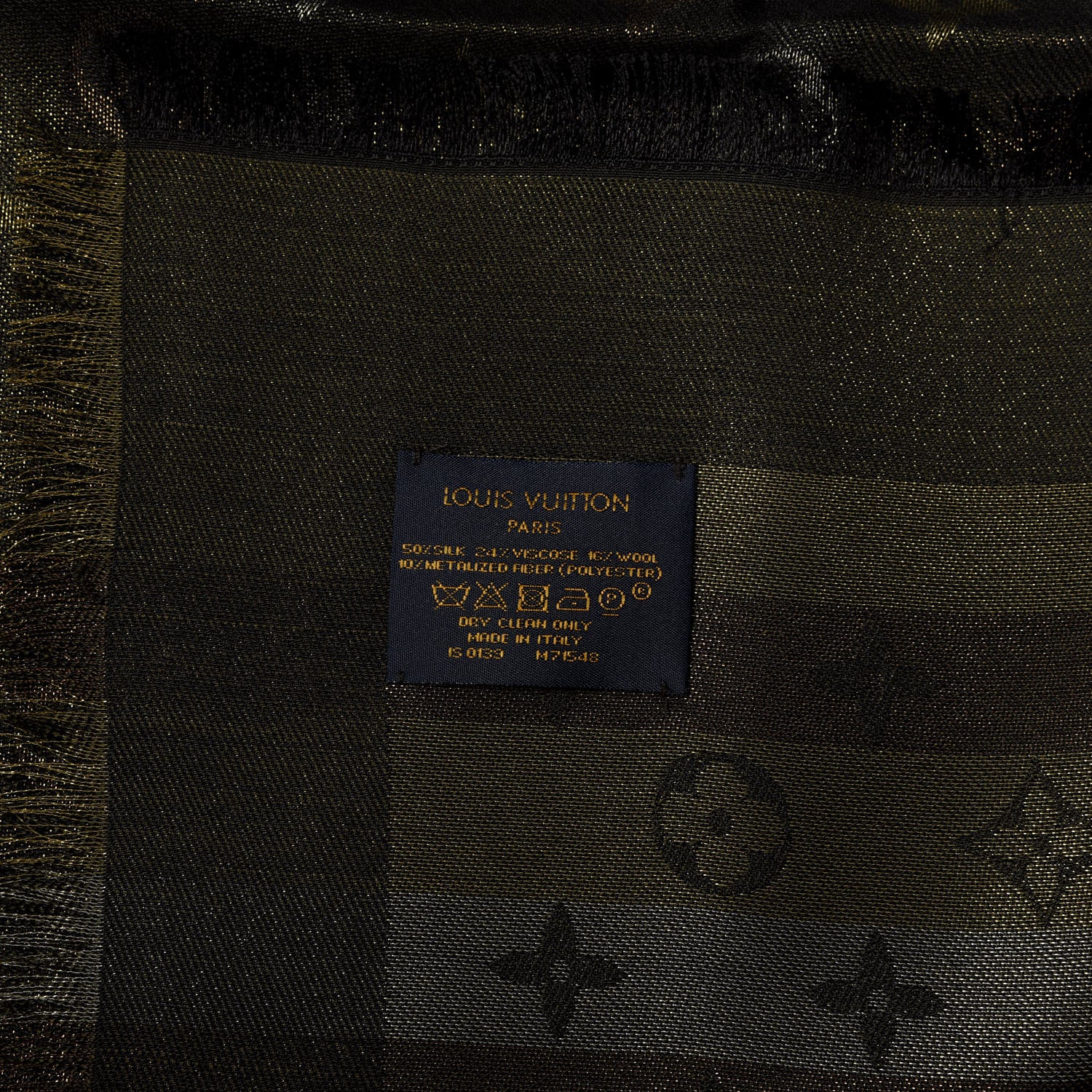 Louis Vuitton Silk Lurex Wool So Shine Monogram Shawl Black 3 of 3
