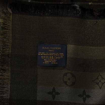 Louis Vuitton Silk Lurex Wool So Shine Monogram Shawl Black 3 of 3