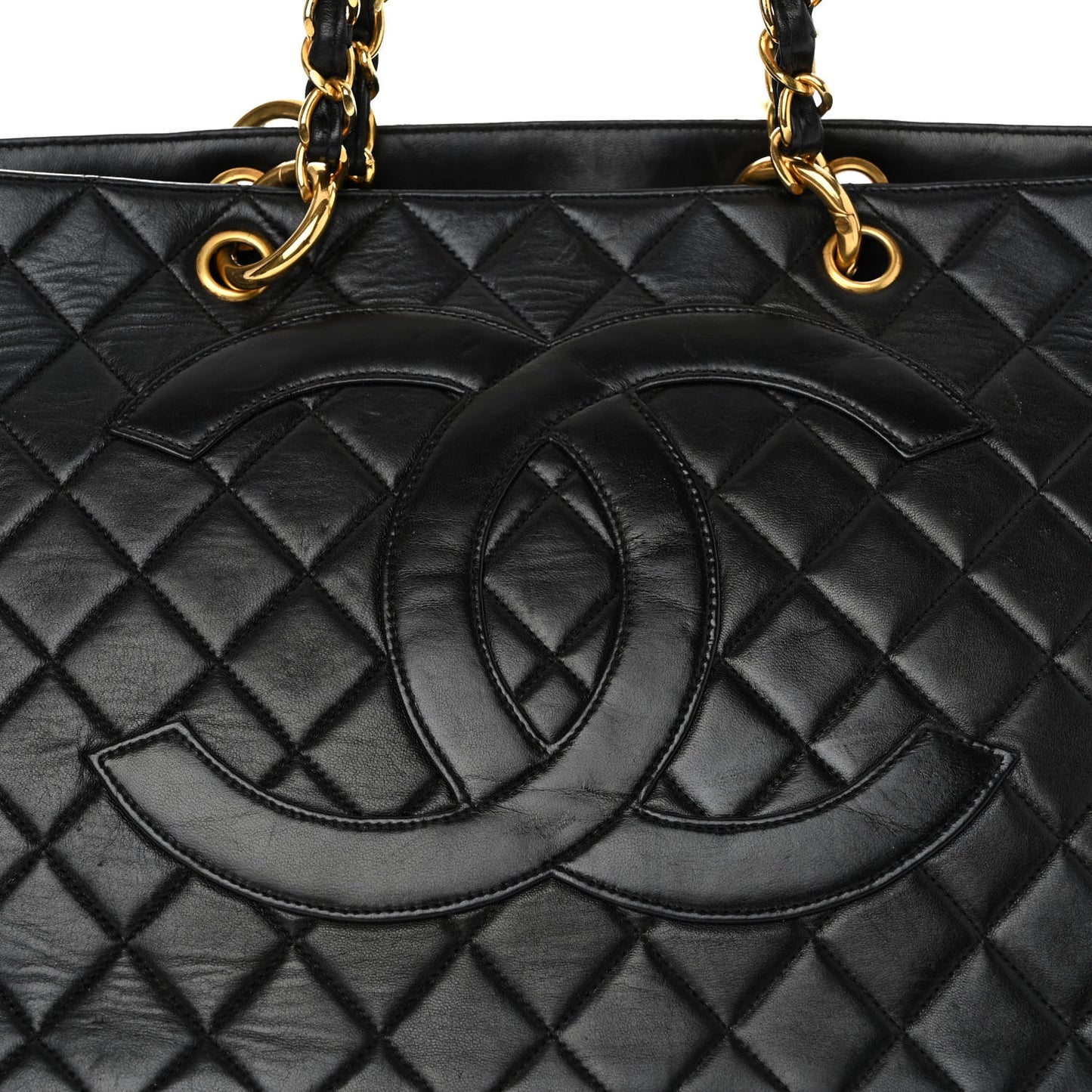 Lambskin Quilted Grand Shopping Tote GST Black