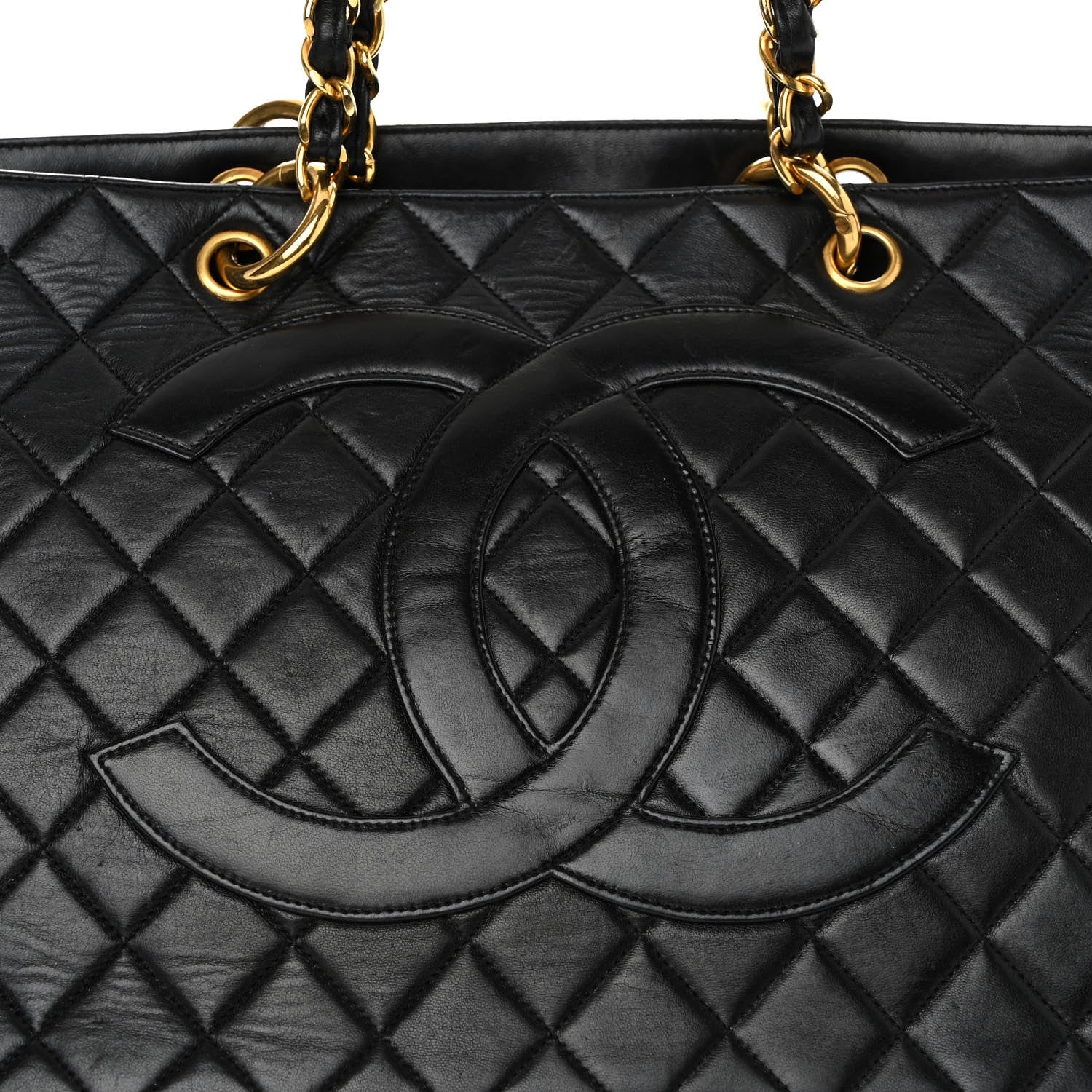 Chanel Lambskin Quilted Grand Shopping Tote GST Black 8 of 10