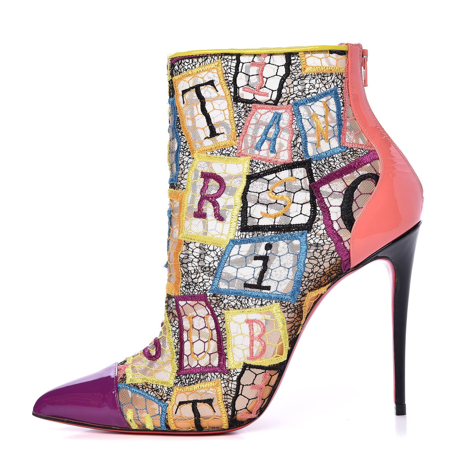 Christian Louboutin Patent Lace Gipsybootie 100 Ankle Boots 39.5 Multicolor 1 of 12