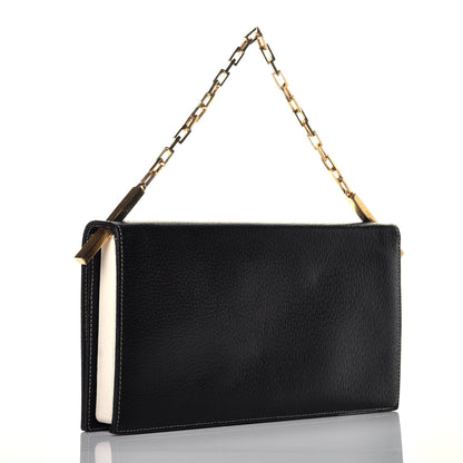 Fendi Calfskin Shoulder Bag Black White 3 of 9