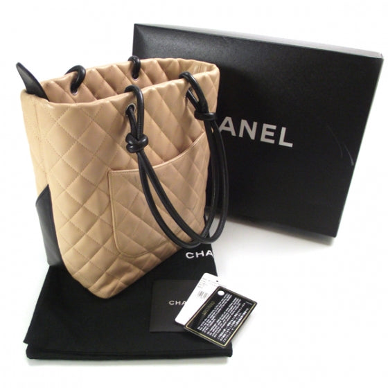 Chanel Calfskin Quilted Medium Cambon Tote Beige Black 3 of 13