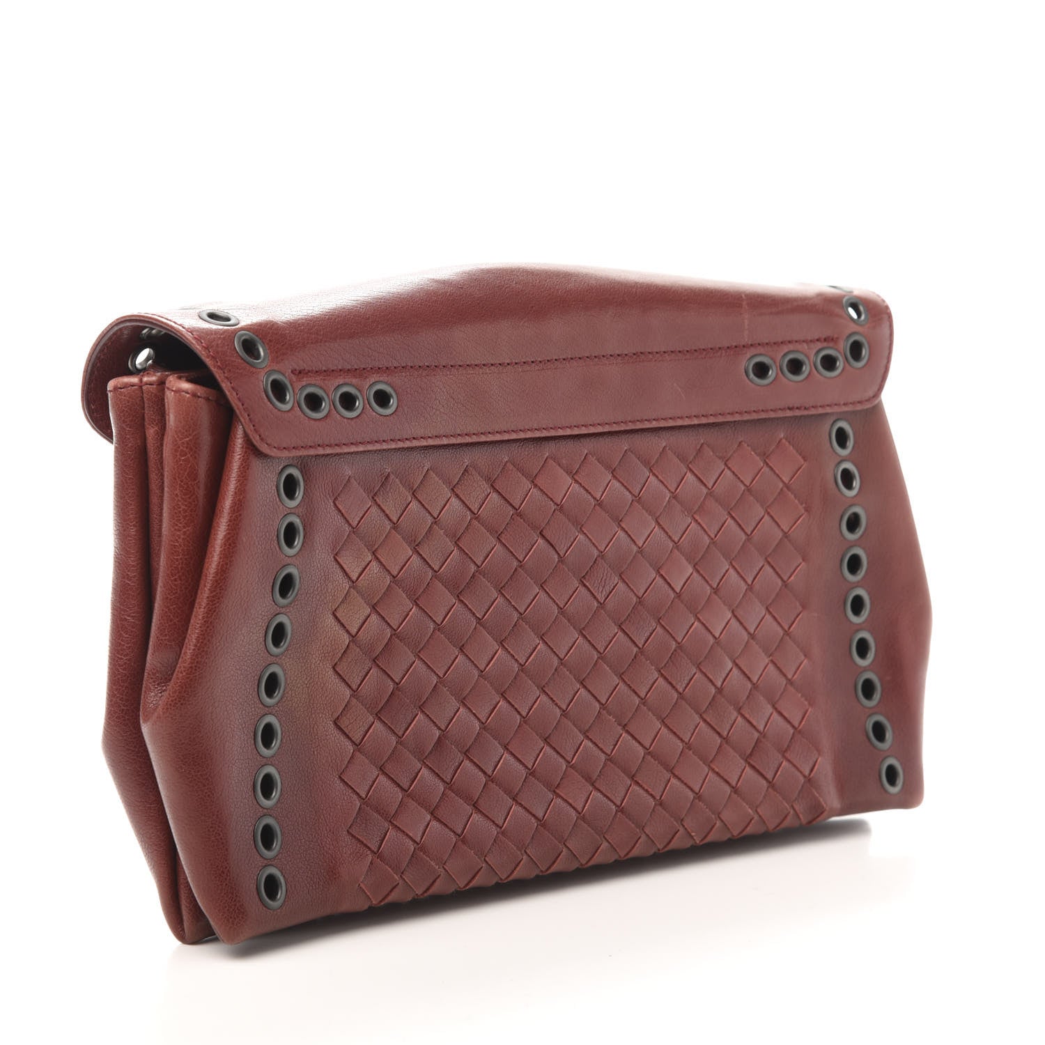 Bottega Veneta Nappa Intrecciato Grommet Flap Clutch Brique 3 of 11
