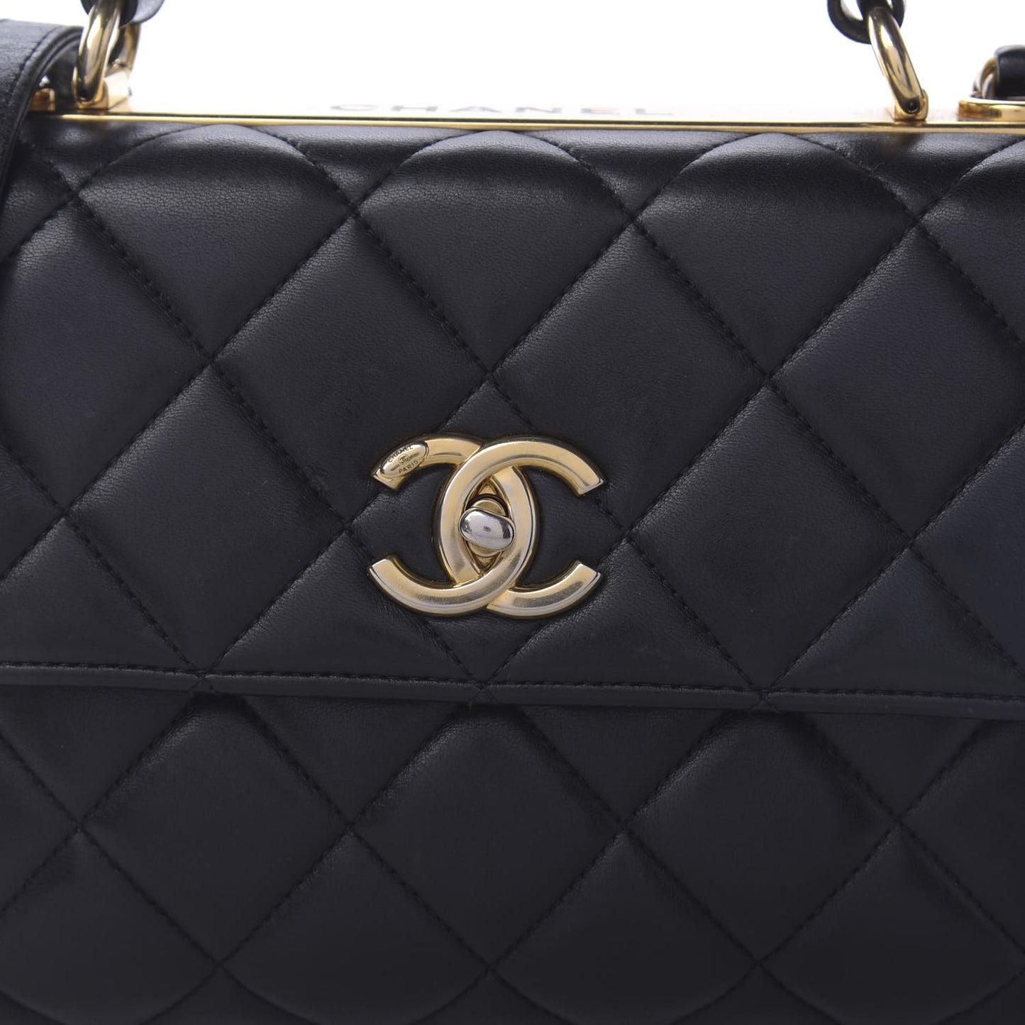 Lambskin Quilted Small Trendy CC Dual Handle Flap Bag Black