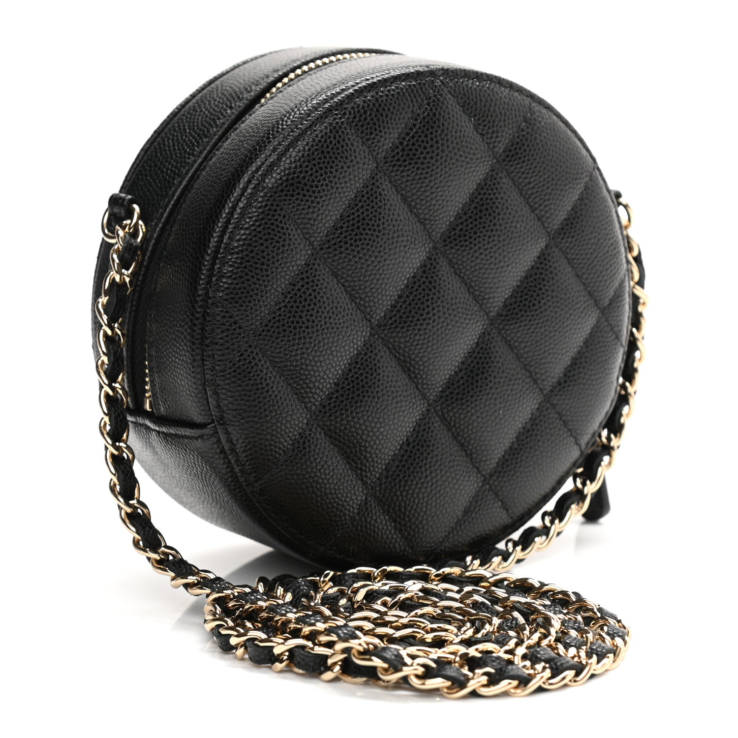 Chanel Caviar Quilted Round Clutch With Chain Black 3 of 10