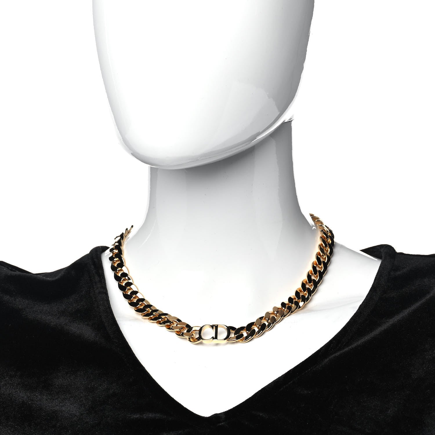 Christian Dior Metal CD Choker Necklace Gold 2 of 5