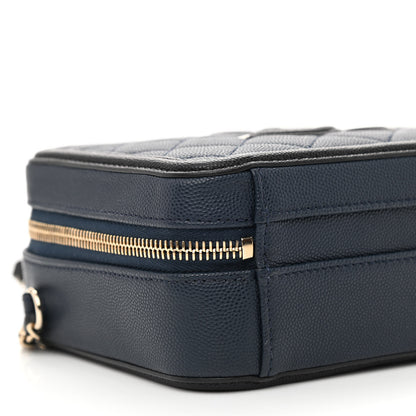 Chanel Caviar Quilted Small CC Filigree Vanity Case Navy Black 9 of 10