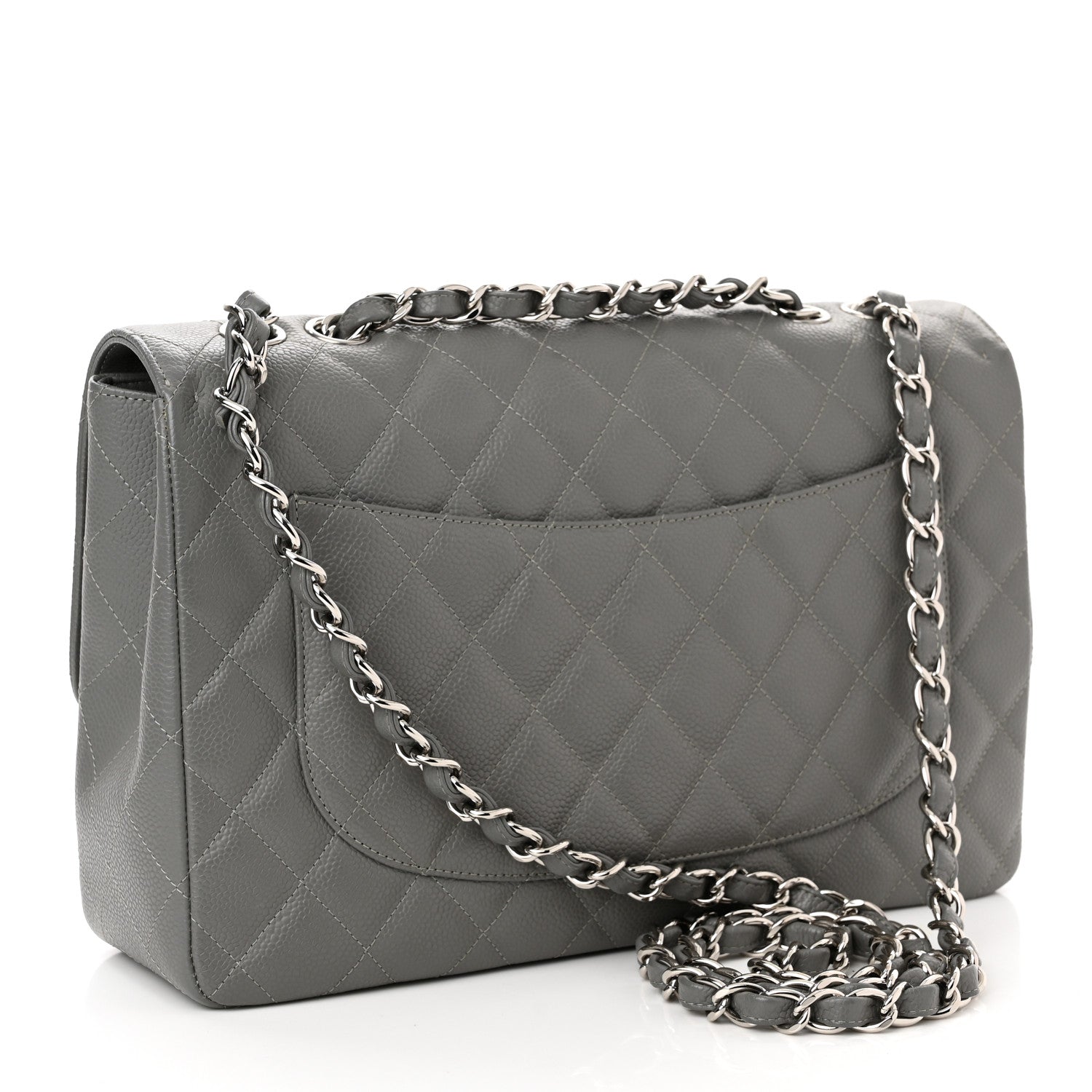 Chanel Caviar Quilted Jumbo Single Flap Grey 3 of 10