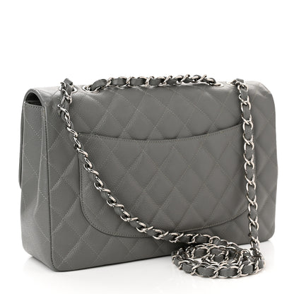 Chanel Caviar Quilted Jumbo Single Flap Grey 3 of 10