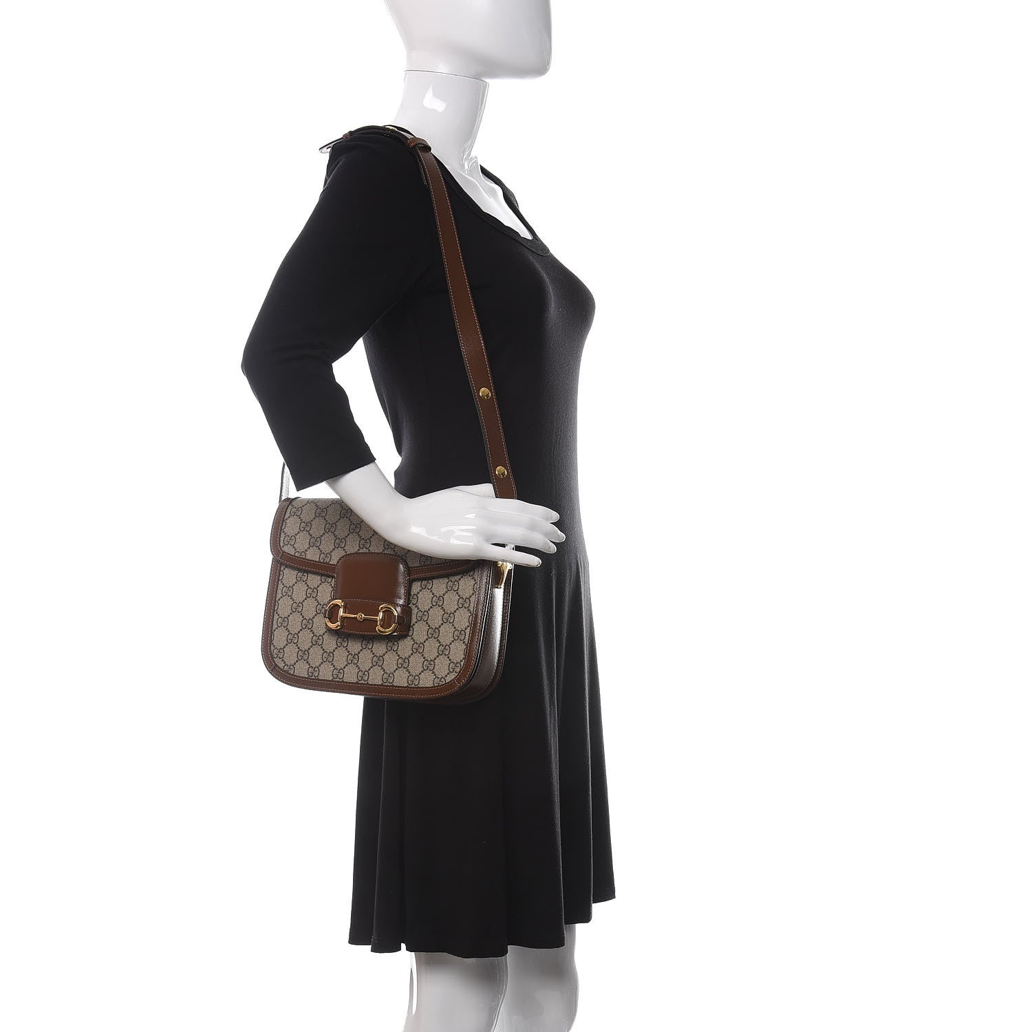 Gucci GG Supreme Monogram Horsebit 1955 Shoulder Bag Beige Brown Sugar 2 of 10
