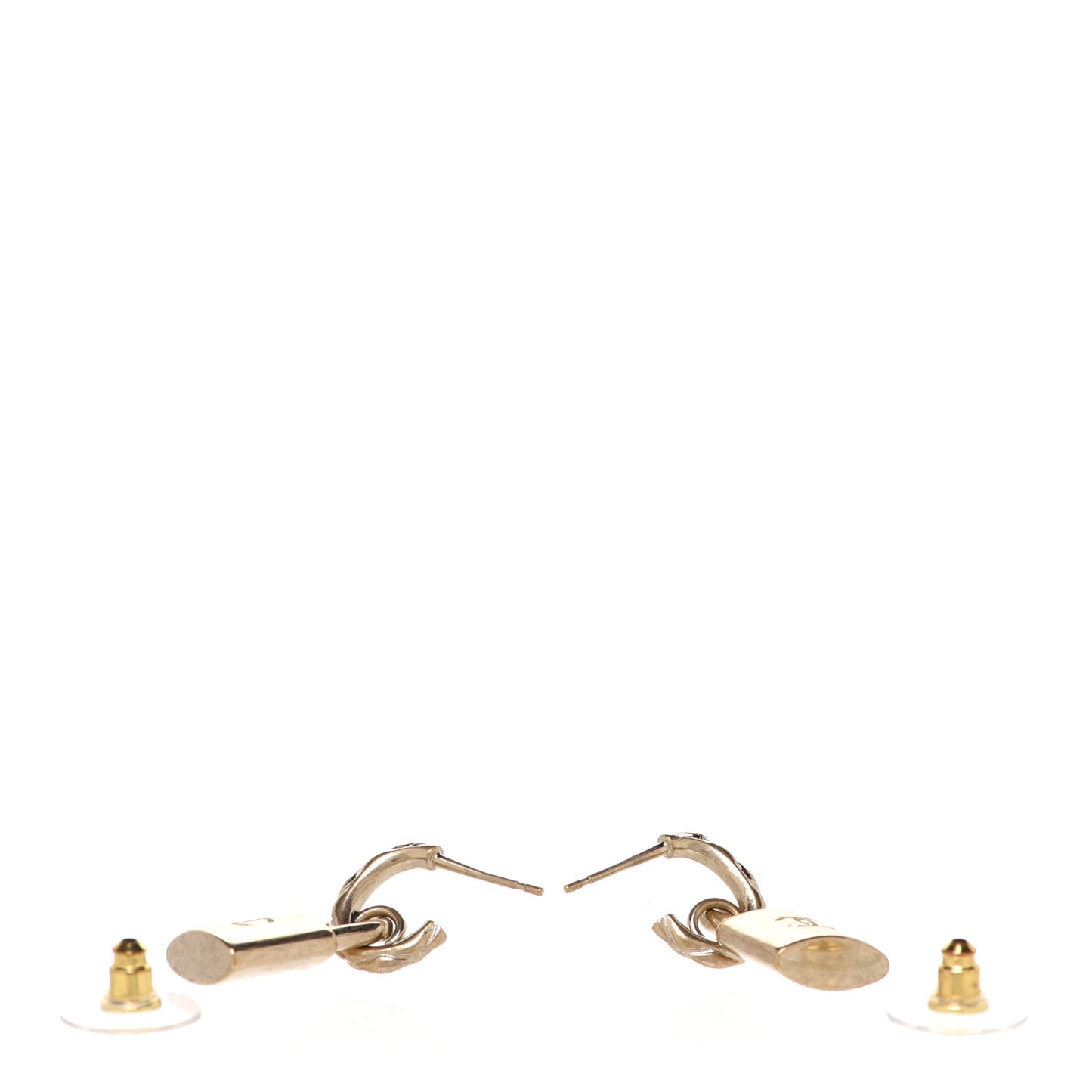 Metal Lock Drop Earrings Light Gold