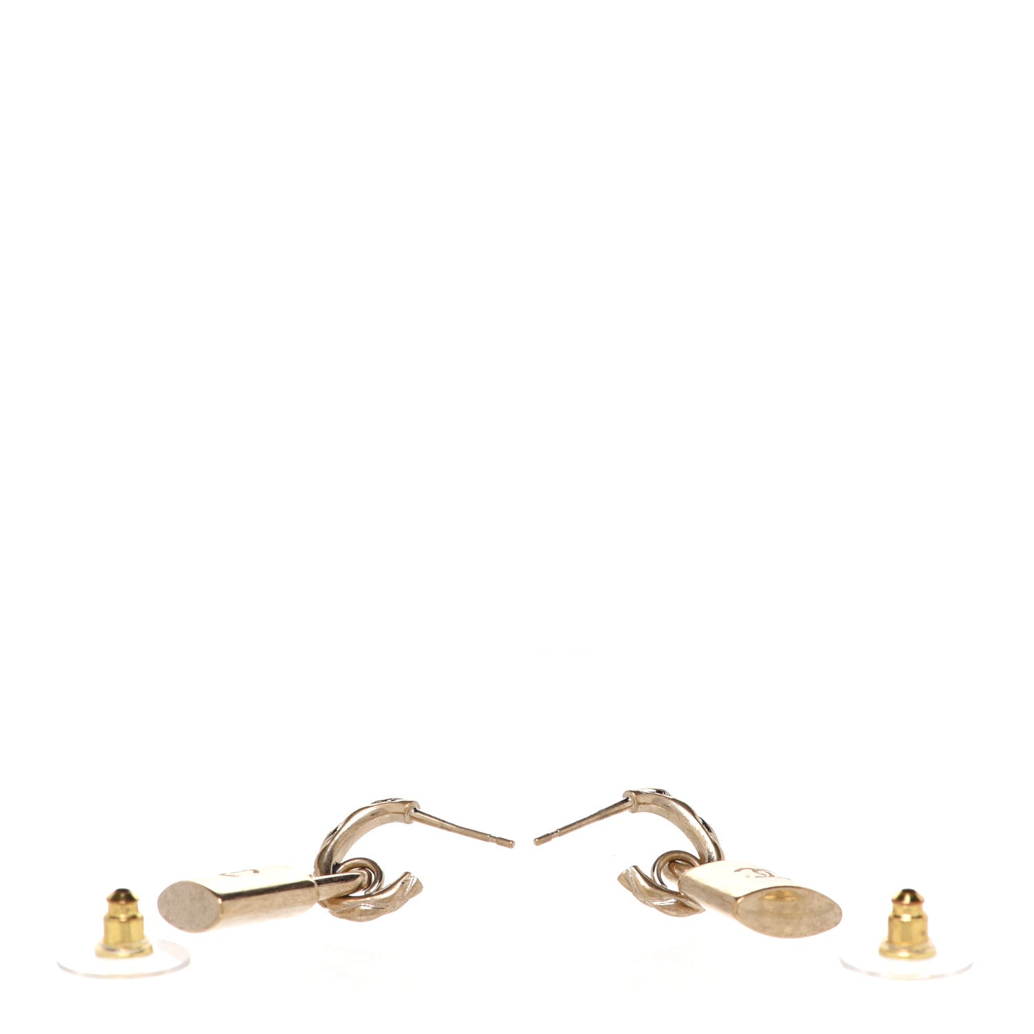 Chanel Metal Lock Drop Earrings Light Gold 3 of 5