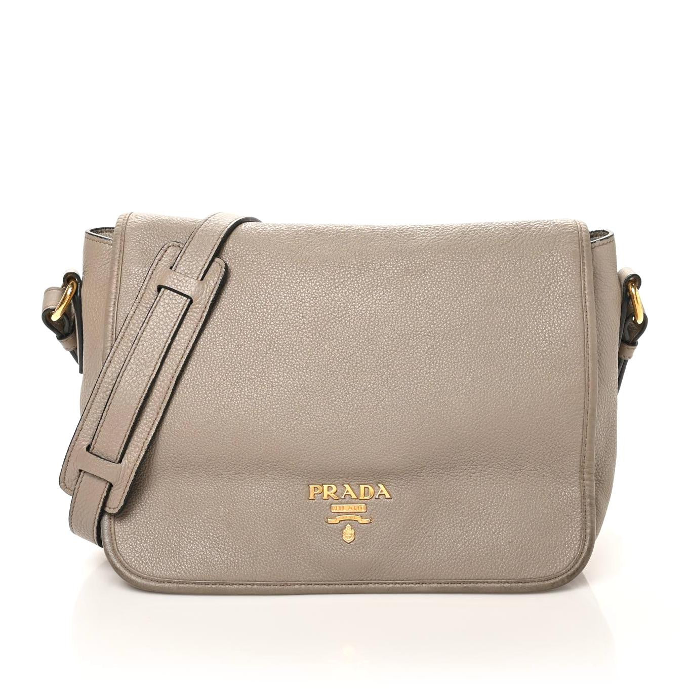 Prada Vitello Daino Flap Crossbody Argilla 1 of 9