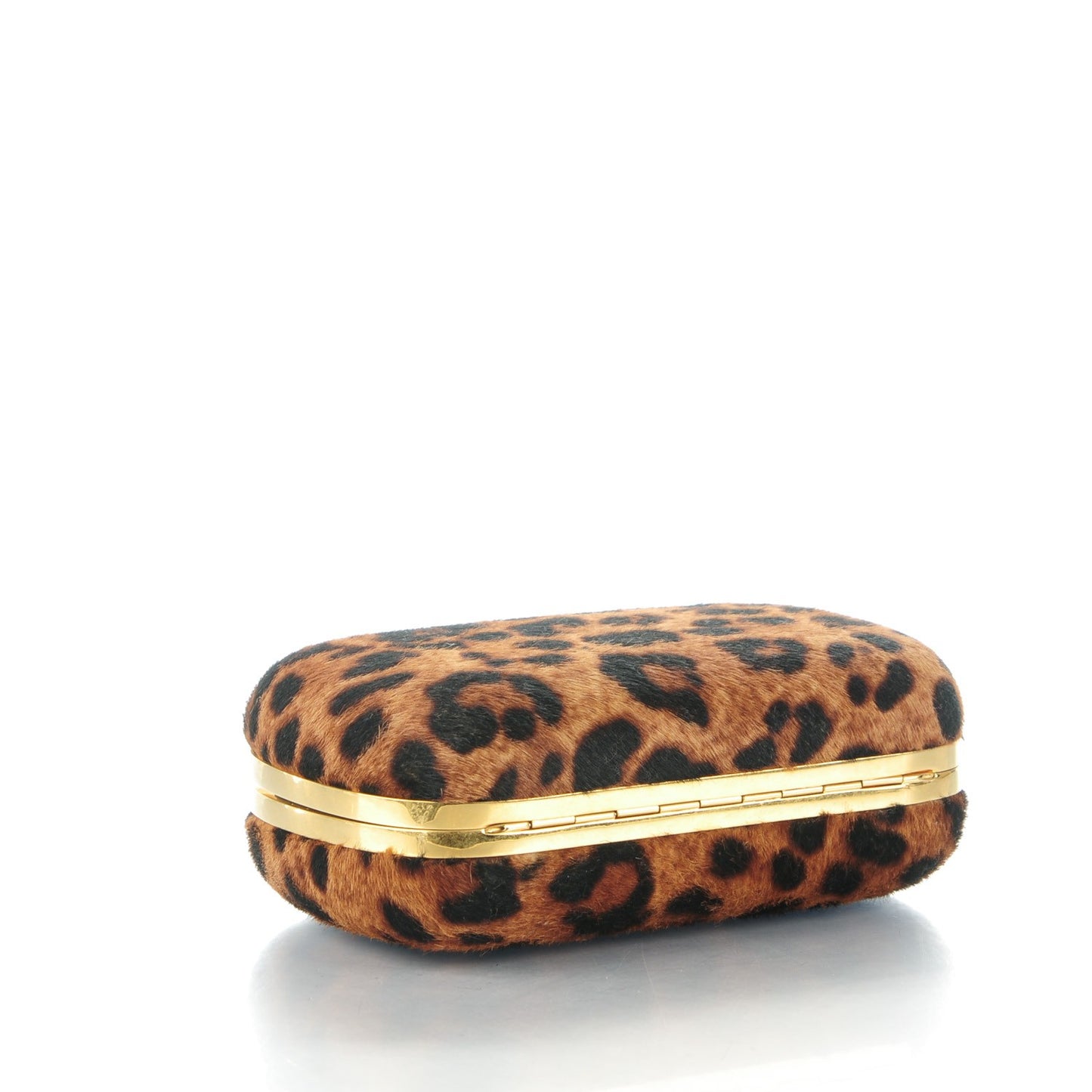 Leopard Print Calf Hair Skull Box Clutch