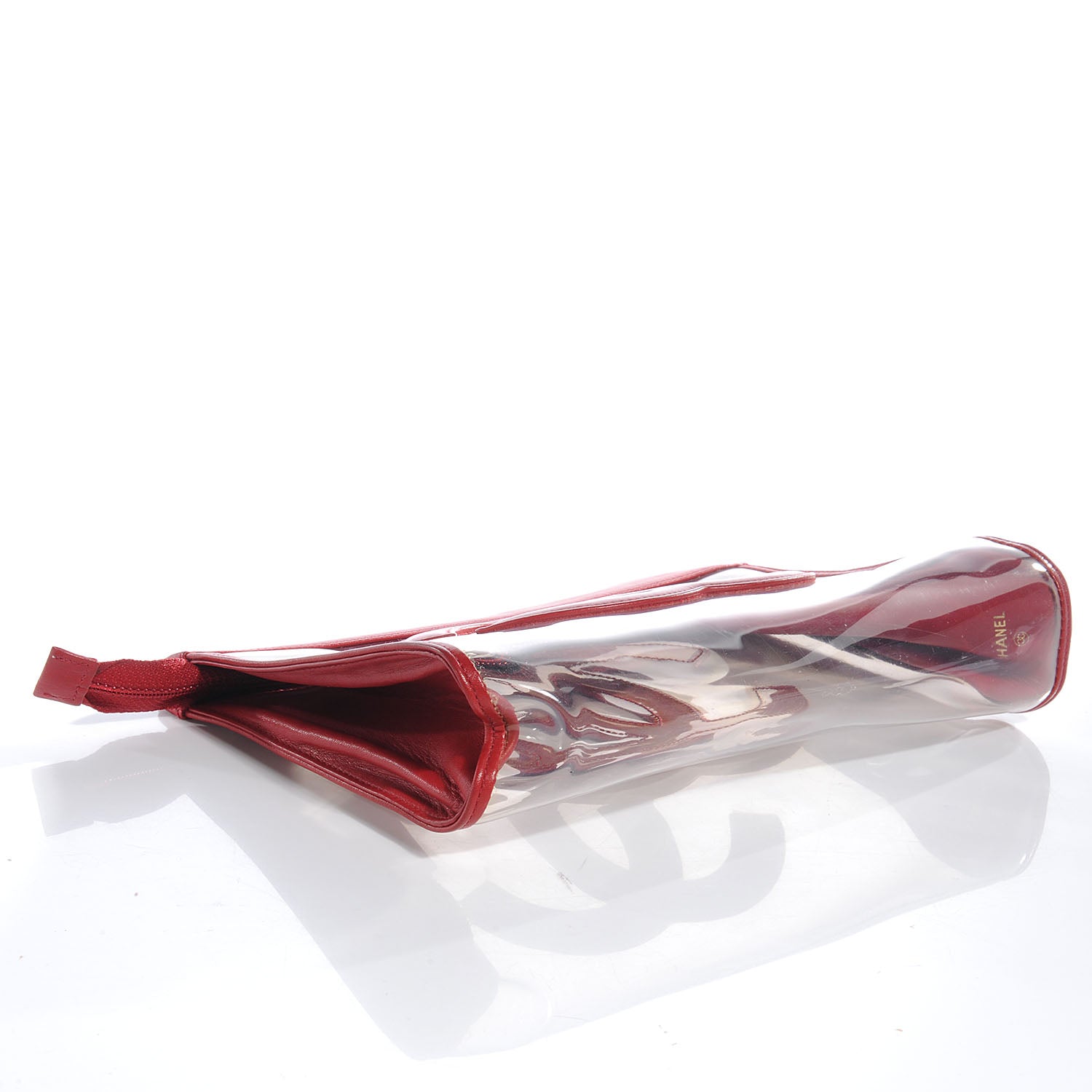 Chanel Vinyl CC Logo Cosmetic Pouch Red 4 of 9