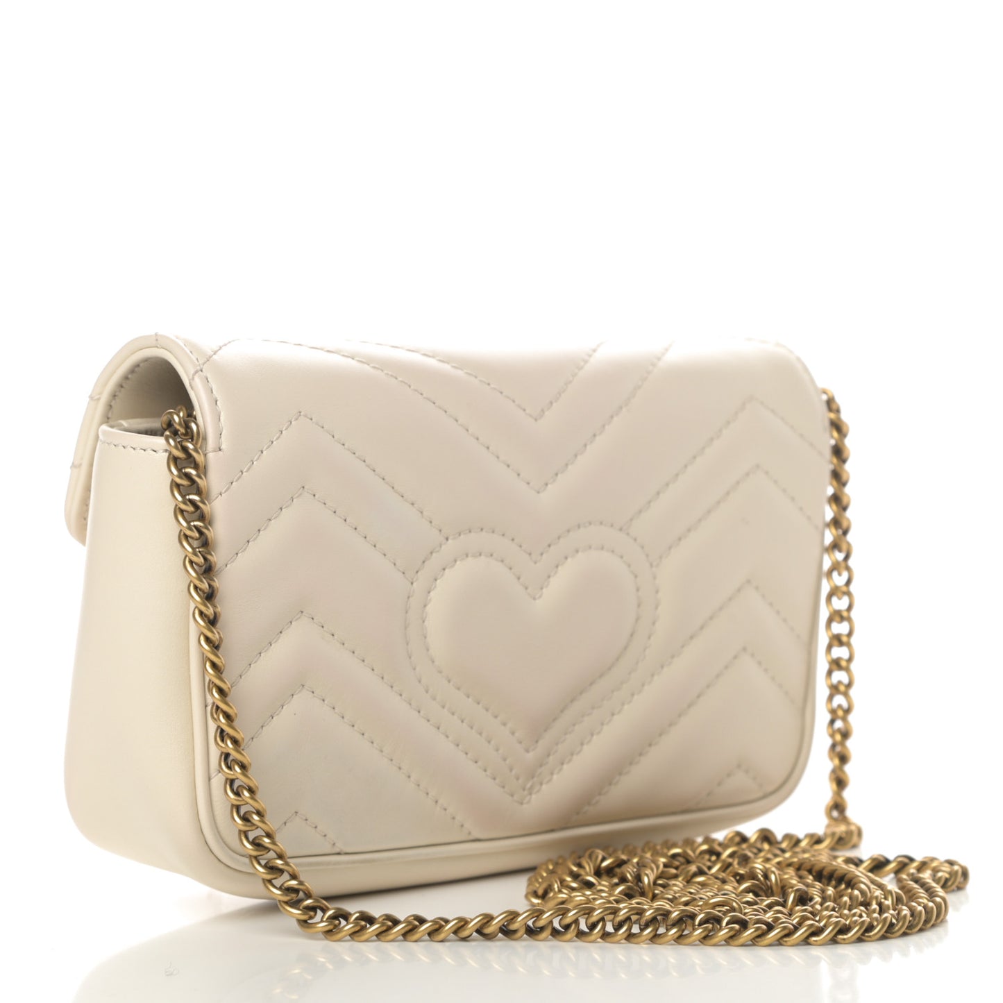 Calfskin Matelasse Super Mini GG Marmont Shoulder Bag White