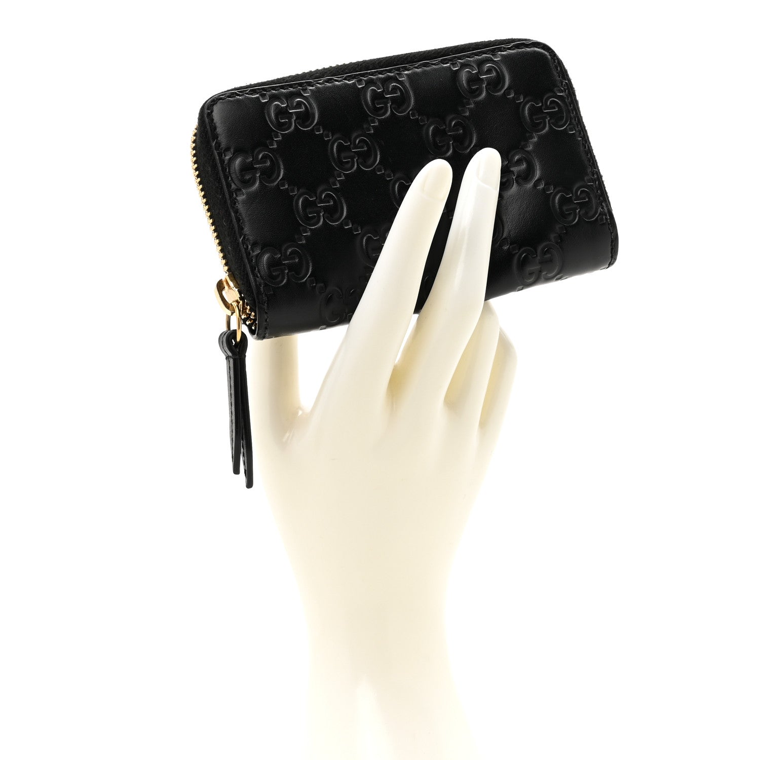 Gucci Guccissima Zip Around Coin Purse Wallet Black 2 of 7
