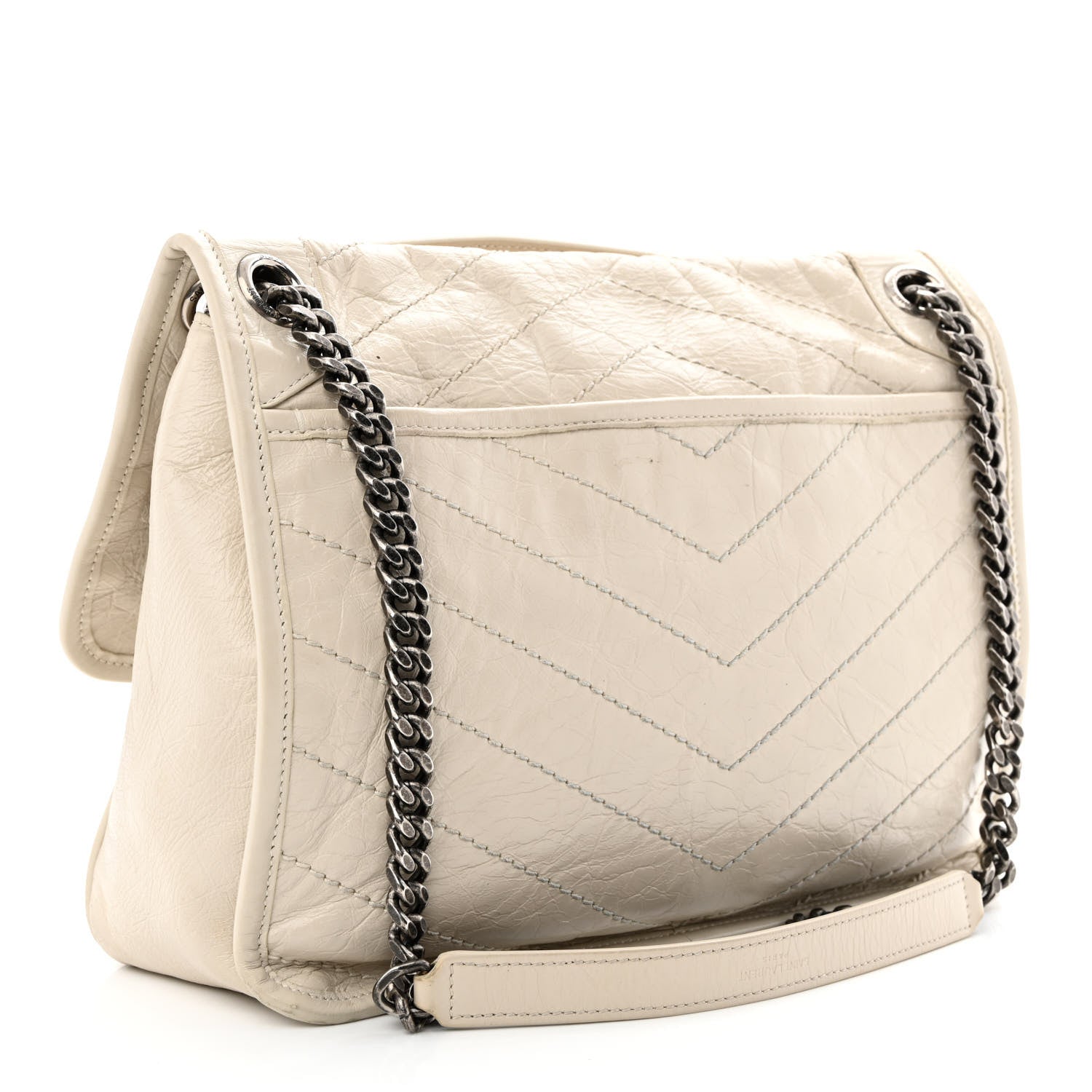 Saint Laurent Crinkled Calfskin Matelasse Monogram Medium Niki Chain Satchel Crema Soft 3 of 20