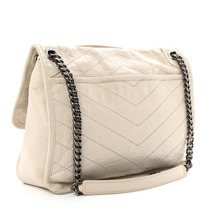 Saint Laurent Crinkled Calfskin Matelasse Monogram Medium Niki Chain Satchel Crema Soft 3 of 20