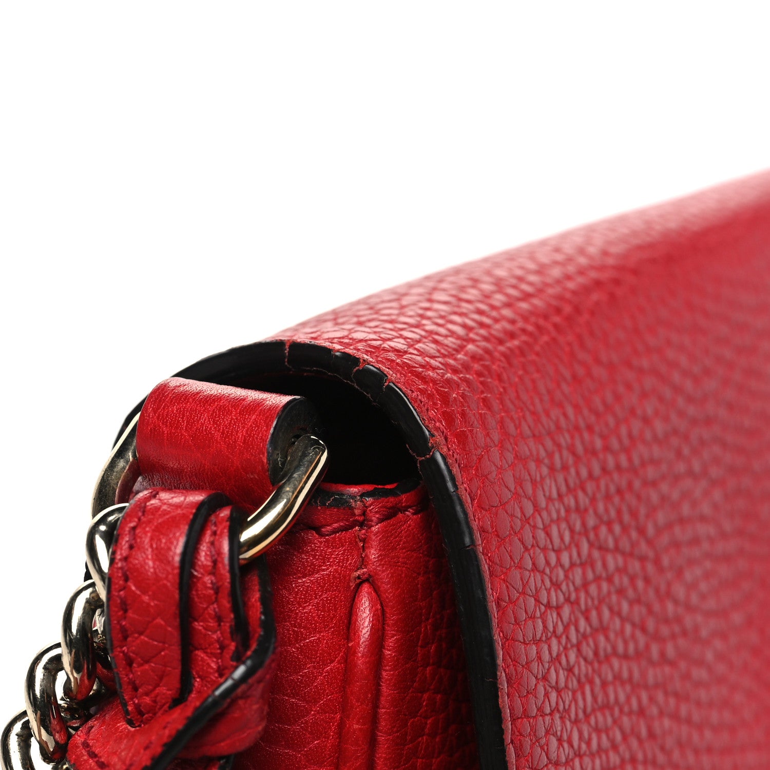Gucci Pebbled Calfskin Medium Soho Flap Crossbody Vibrant Red 14 of 16