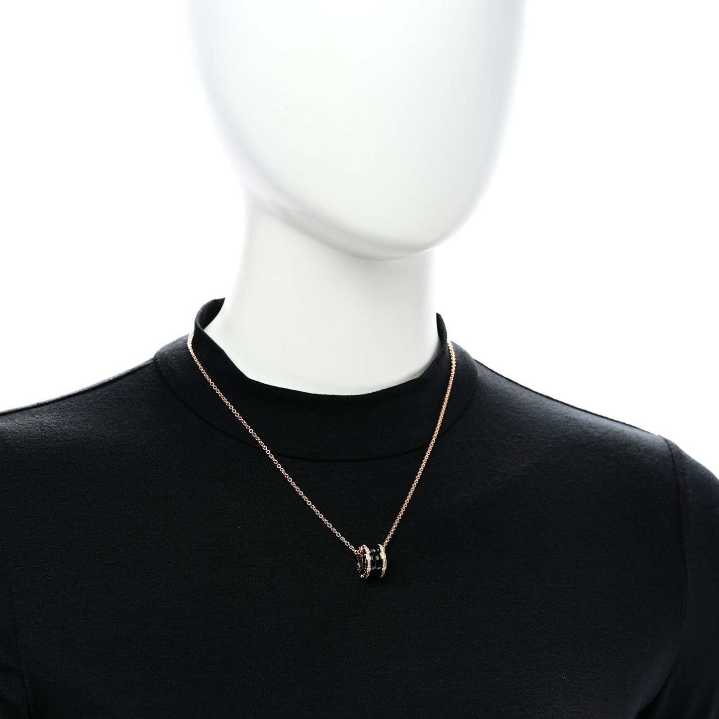 18K Rose Gold Black Ceramic Diamond B.Zero1 Pendant Necklace