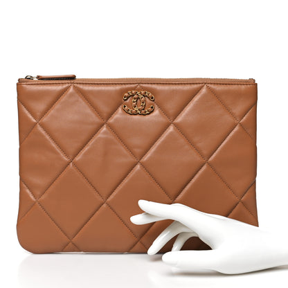 Chanel Goatskin Quilted Large Chanel 19 Pouch Brown 2 of 10