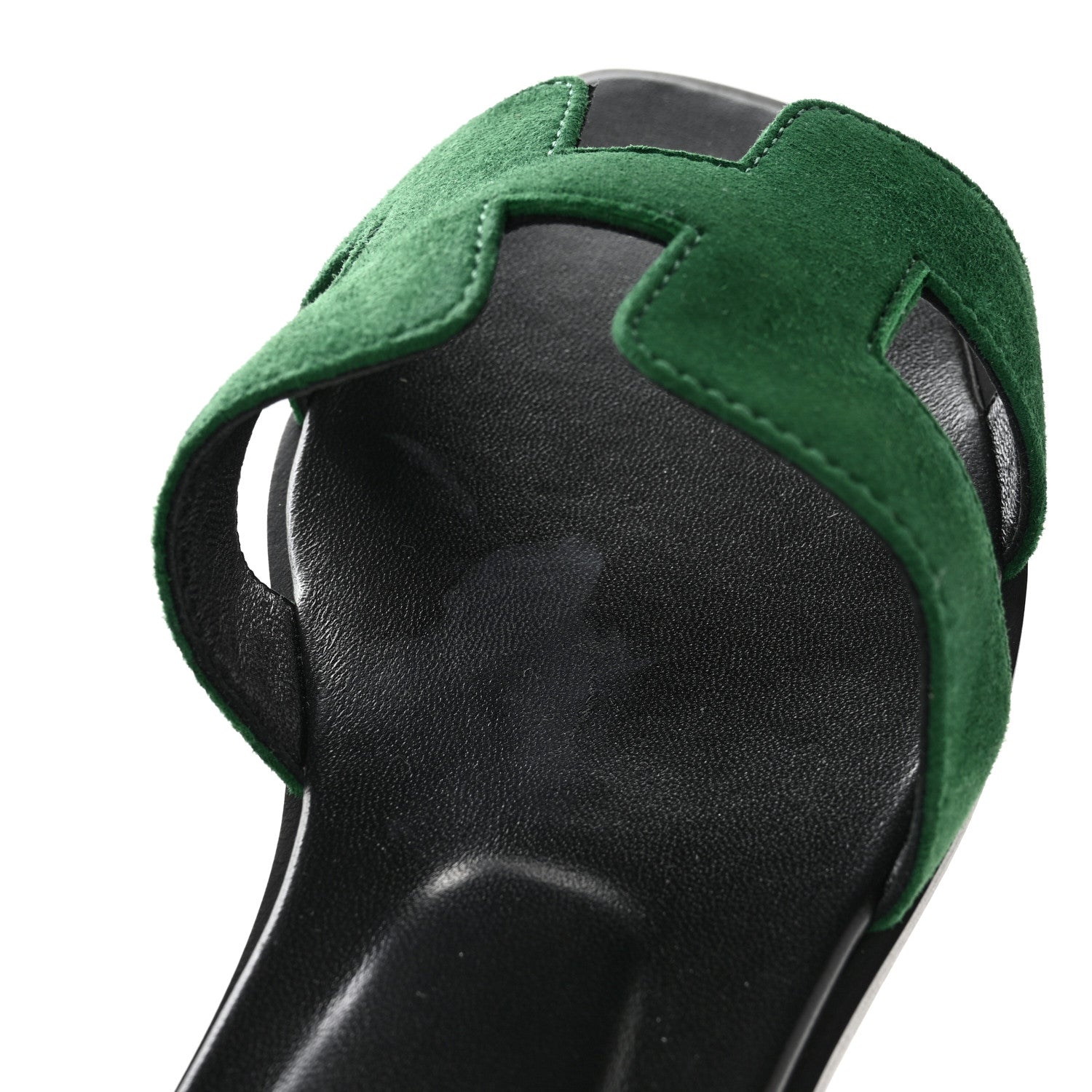 Hermes Suede Goatskin Oran Sandals 37.5 Vert Electrique 9 of 11