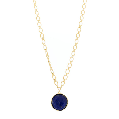 Irene Neuwirth 18K Yellow Gold Diamond Lapis Lazuli Oval Link Large Pendant Necklace 1 of 6