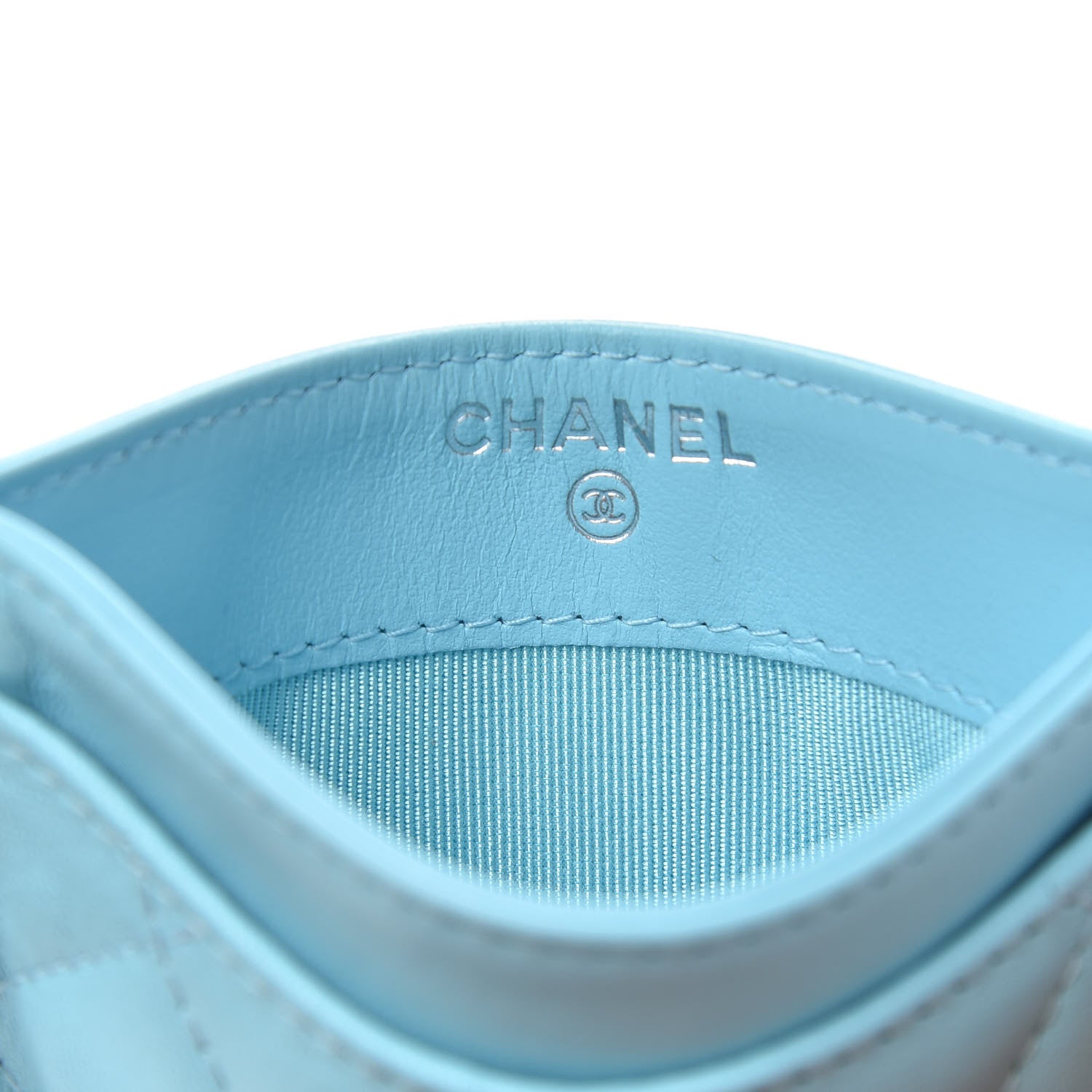 Chanel Lambskin Quilted Card Holder Neon Blue 6 of 9