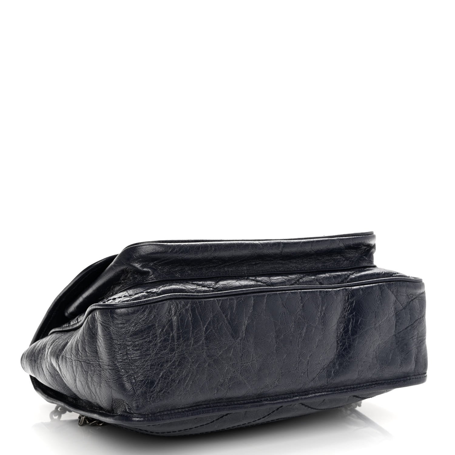 Saint Laurent Crinkled Calfskin Matelasse Monogram Large Niki Chain Satchel Deep Marine 4 of 9