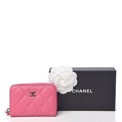Chanel Caviar Quilted Zip Coin Purse Pink 9 of 9