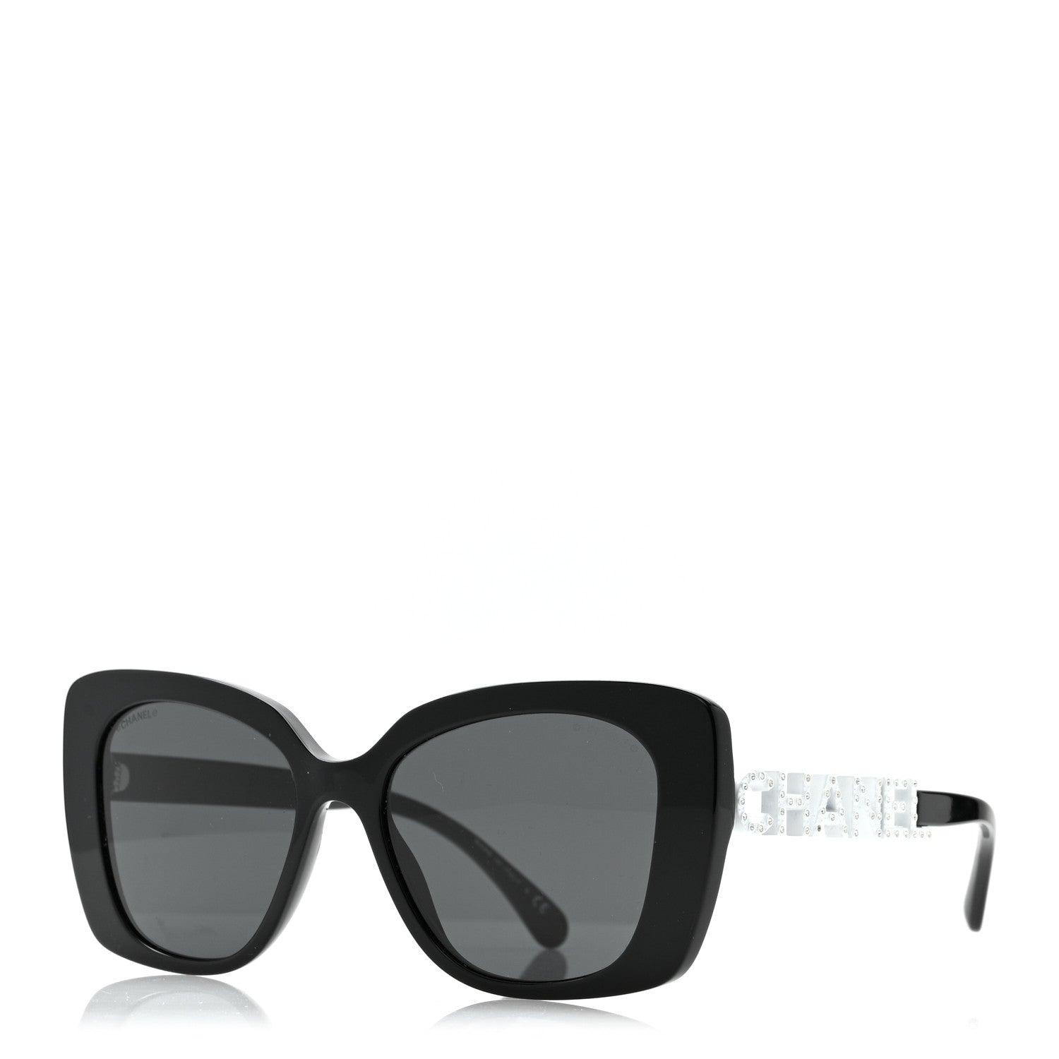 Chanel Acetate Strass Polarized Square Sunglasses 5422-B Black White 1 of 8