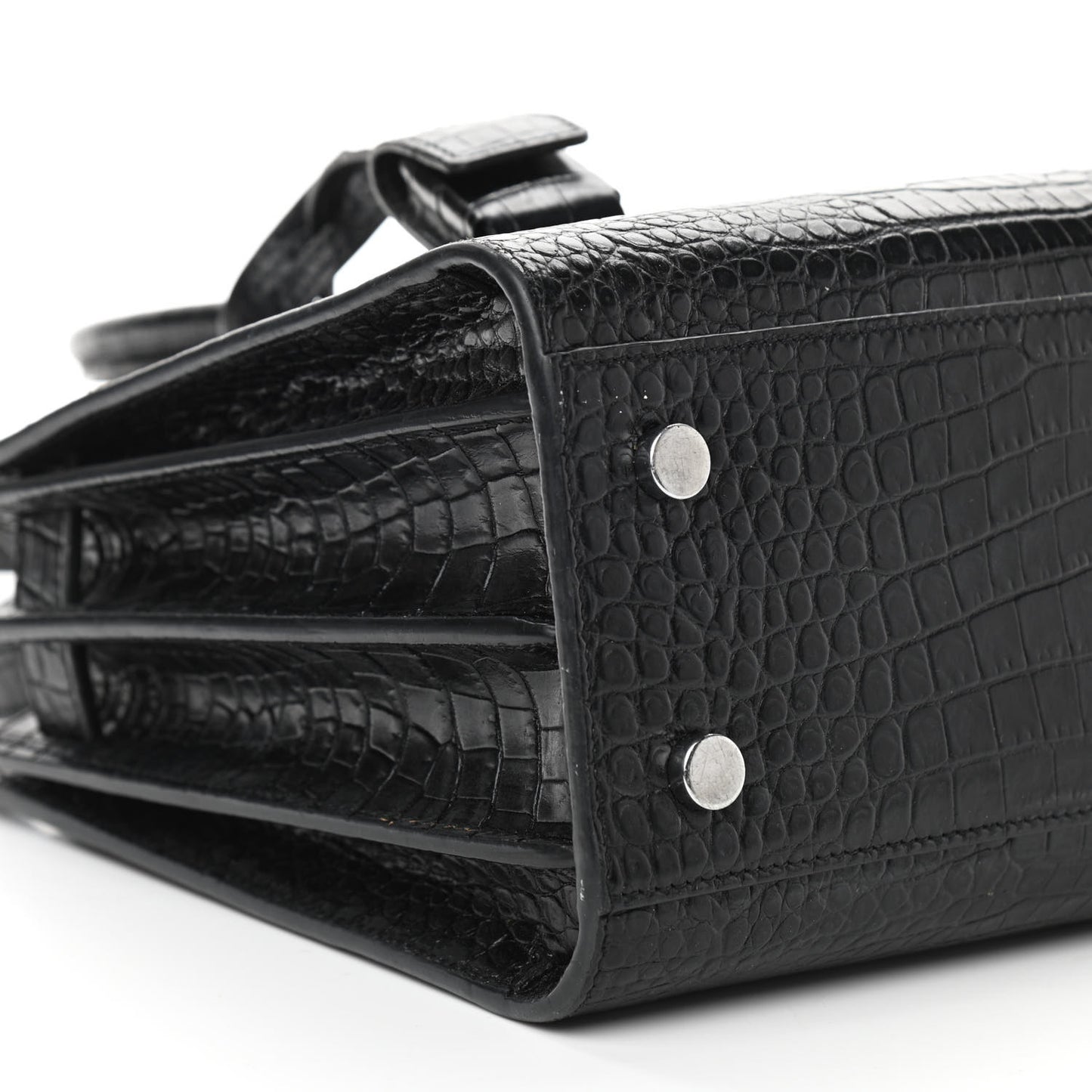 Calfskin Crocodile Embossed Baby Sac De Jour Black