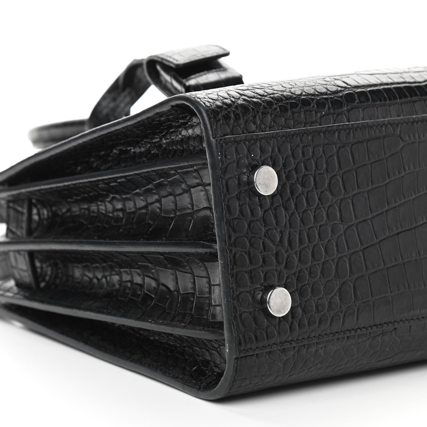 Saint Laurent Calfskin Crocodile Embossed Baby Sac De Jour Black 15 of 28